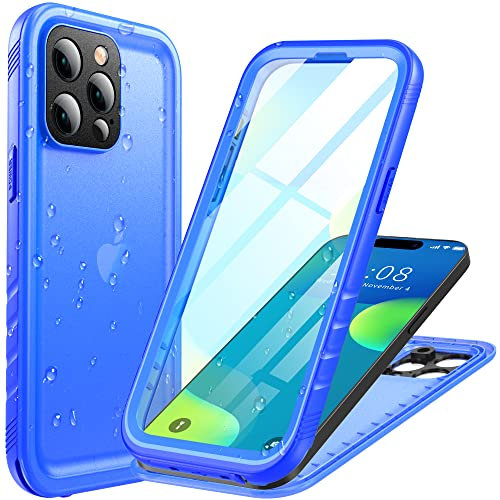 Cozycase für iPhone 14 Pro Max Wasserdichte Hülle - 360 Grad Komplettschutz Outdoor Panzerhülle/Schutzhülle/Bumper【IP68 Waterproof】 Staubdicht Unterwasser Wasserfest Handyhülle mit Kameraschutz - Blau