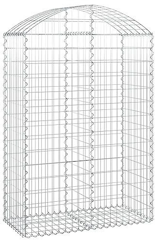 vidaXL Arch Gabion Basket - Durable Galvanised Iron Construction | Decorative and Sound-Insulating Garden Barrier | Easy Assembly | 100x50x140/160 cm | Silver