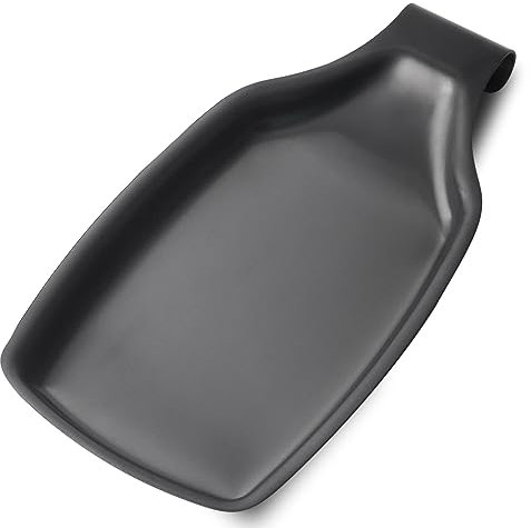 BETTWILL Repose-cuillère de cuisine pour dessus de cuisinière, porte-ustensiles en acier inoxydable, repose-cuillère noir, finition brossée, passe au lave-vaisselle – Support de cuillère pour spatule