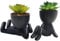 2 Pack Cute Fake Succulent Plants, Small Artificial Plants with Black Human Shaped Ceramic Pots, Mini Artificial Plant Potted Succulents for Desk Office Shelf Home Bedroom Bathroom Decor