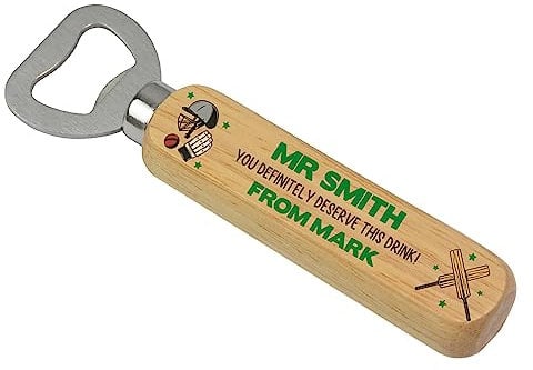 Beecreative Funny Cricket Coach Gifts - Wooden Bottle Opener Gift For Cricket Coach - Gift From Cricket Team - End Of Season Present