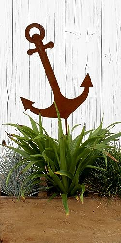 LB H&F Lilienburg Maritim Deko Gartenstecker Roststecker Rost Metall wetterfest (Anker)