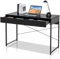 LIFEZEAL Escritorio de Ordenador con 2 cajones, 112 x 48 x 76 cm, Mesa de Madera y Metal de Estilo Industrial para Estudio, Oficina, Sala de Estar, Dormitorio (Negro)