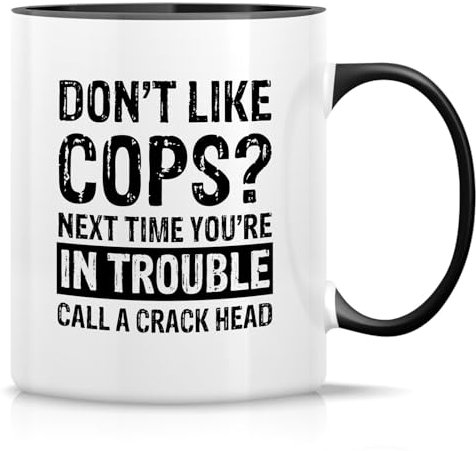 Retreez Lustige Tasse mit Aufschrift Don't Like Cops Strafverfolgung Polizistin, 325 ml, Keramik, sarkastische, motivierende, inspirierende Dankeschön-Geburtstagsgeschenke, weiße Tasse mit schwarzem