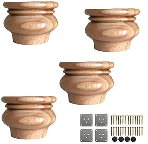 Home Accessories Hardware FurnitureLegs Feet Furniture Parts Sofa Legs Furniture Feet 2inch/5cm Wooden Furniture Legs,Set Of 4 Solid Wood Unfinished Bun Feet,Round Replacement Sofa Feet,with Mounting