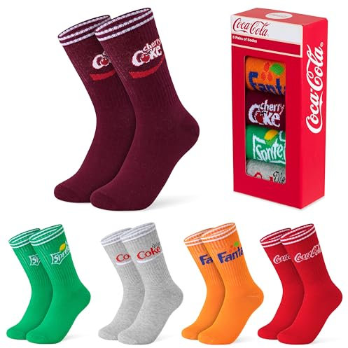 Coca-Cola Chaussettes Femme et Ado Lot de 4 ou 5 Paires Chaussettes Amusantes Mi-Mollet Design Fanta Sprite Idée Cadeau Femme (Multi, 36/40 EU, 5)