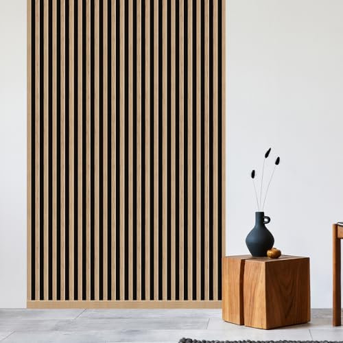 REESE Wandpaneele Eiche Natur Schwarz | Endleiste 252 cm | Deckenpaneele | Wandverkleidung | kein Bohren | MDF