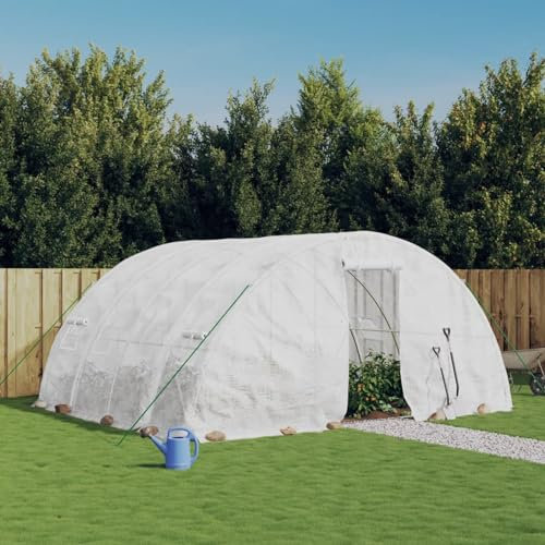 ARKEM Serre avec Cadre en Acier Blanc 20 m² 5x4x2,3 m,Carport Abri Voiture,Serre Tunnel