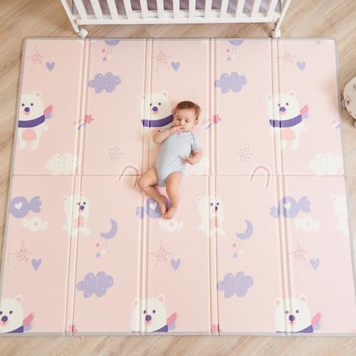 Tapis D'éveil Bébé Pliable Epais Réversible 150x180x1cm - Tapis De Jeu Pour Enfant Bebe - Tapis De Sol XXL En Mousse - Tapis De Motricité Favorisant Le Développement Sensoriel - Cadeau Naissance Bébé