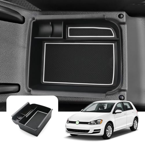 LFOTPP Für V W Golf 8 MK8 8.5 Auto Mittelkonsole Organizer, Golf 8 Zubehör Mittelarmlehne Aufbewahrungsbox Tray Ablagefach Original Zubehör (Weiß)