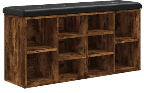 vidaXL Schuhbank Räuchereiche 102x32x50 cm Holzwerkstoff