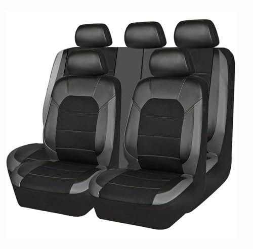 BICUP Coprisedili Auto per Fiat Panda 2000-2024, Set Copri-Sedile per Anteriori e Posteriori, Pelle Grigia