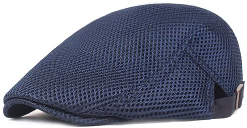 XYIYI Marineblau Herren Atmungsaktive Mesh Newsboy Cap Sommer Beret Efeu Kappe Fahren Cabbie Flachen Hut