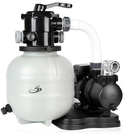 BlueBay 13 Sand Filter Pump with 1/3 HP / 1850 GPH Timer for Above Ground Pool Up to 8000 Gallons, 7-Way Valve, Easy Installation, Gray