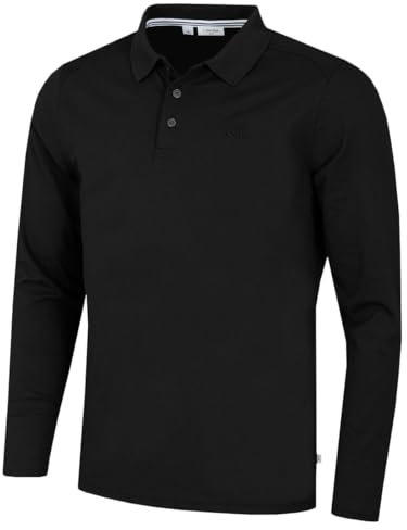 Calvin Klein Mens Long Sleeve Campus Polo Shirt - Black - L