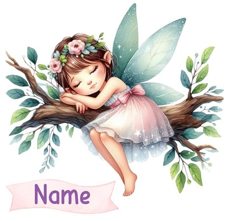 GRAZDesign Süßes Wandtattoo Fee mit Name personalisiert Kinderzimmer Mädchen, Feen Welt Wandaufkleber - 59x57cm