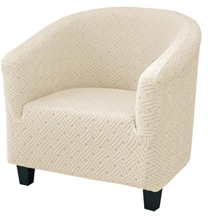 Morbuy Sesselbezug Stretch, Sessel Überzug Universal Sesselhussen Waschbar Schicker Jacquard Sesselüberzug Hussen Cocktailsessel Clubsessel Überzug Weich, Elastisch (Beige)