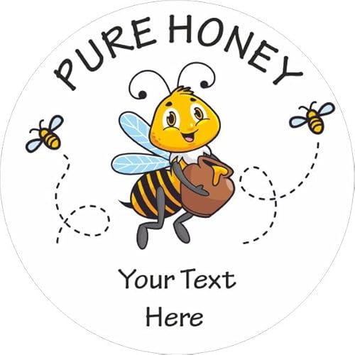 39 Personalised Bee Design Honey Jar Labels, Stickers