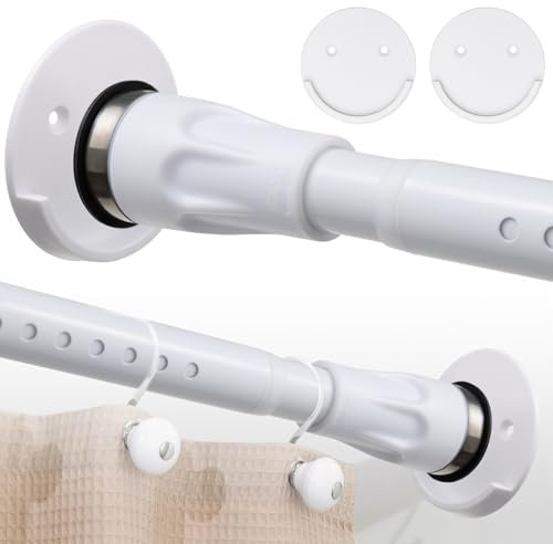 Starbover Duschvorhangstange Mattweiß, 28mm Duschvorhangstange Teleskopvorhangstange 109-187cm Wandmontiert für Badezimmer