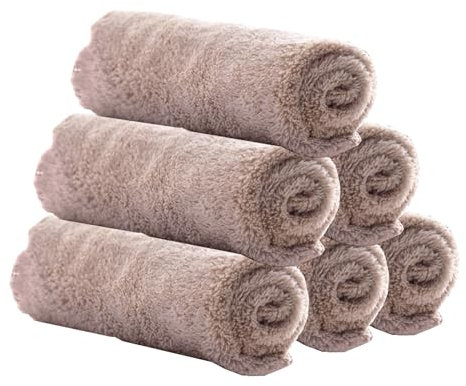 ASFWAGQ 6 Stück Gesicht Waschlappen Mikrofaser Bambus Holzkohle Soft Gesicht Handtücher für Bad Schnelltrocknend Saugstark 30cm x 30cm Grau