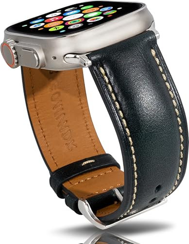 Gomvadr Leather Vintage Bracelet Compatible with Apple Watch Leather Straps 38 mm 40 mm 41 mm 42 mm 44 mm 45 mm 49 mm, Replacement Straps for Men Women iwatch Ultra Series 9 8 7 6 5 4 3 2 1