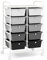 COSTWAY 10 Drawers Storage Cart, Multipurpose Mobile Organizer Shelving Unit with Handle, Removable Drawers & Lockable Wheels, Utility Rolling Trolley for Home Office Beauty (Gradient Black+White)