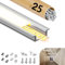 GEEKLUX LED Aluminium Profil 2 m x 25 (50 m) U Profil Aluminium für Led Streifen/Liste/led profil,Led Leiste Kanal with Milchig Weißer Abdeckung - Endkappen und Federschnalle - 2000 x 24,7 x 7 mm