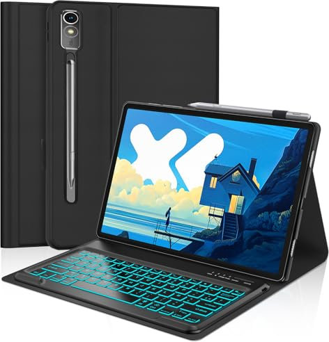 IVEOPPE Teclado para Lenovo Idea Tab Pro 12.7 2025 - Funda Teclado Español Retroiluminado Bluetooth Magnético Desmontable para Lenovo Idea Tab Pro 12.7 Pulgadas 2025, Negro