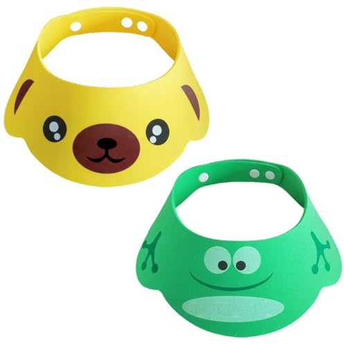 NJCXOLA Gorro de Ducha Infantil 2 Piezas con Visera de Silicone Suave Ajustable para Seguridad y Protección