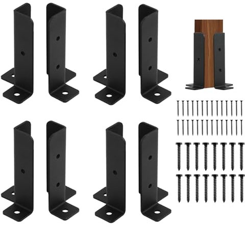 8 Pcs Fence Post Brackets, Metal Bolt Down Post Supports Adjustable Deck Post Anchor Brackets Fit 1.5x1.5,2x2,2x4,4x4 Post, Heavy Duty Fence Post Holder Support Base for Deck Railing Mailbox(2mm)