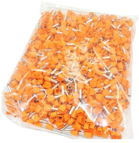 EKFBQBGW 100pcs Pure Copper E0508 E1008 E1508 E2508 E4009 E6012 Bootlace Ferrules WireCrimp Connector Cord Pin End Terminal (Orange,E7508)