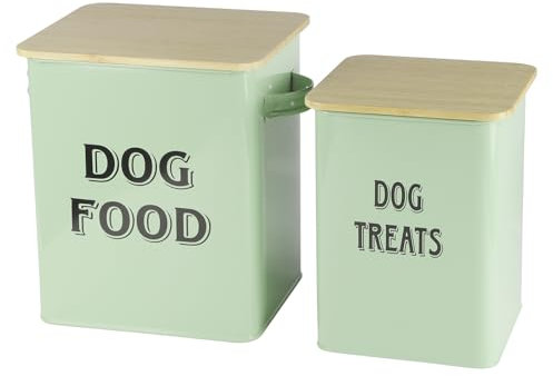 Pethiy 2 unidades de almacenamiento de comida para perros con tapa, latas de metal para perros, comida seca sellada, caja de 3 kg + 1,5 kg, color verde