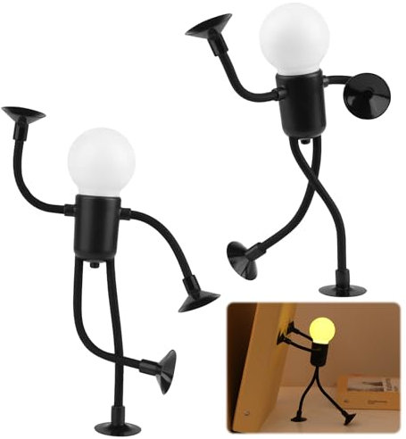 jwogngls 2 Stück Lustiges Sportler Nachtlicht, Biegbare Veränderbare Form Lustiges Sportler-Nachtlicht, Kreative Cartoon Lustige Lampe, Saugnapf Nachtlampe für Kinderzimmer, Schlafzimmer (Schwarz)