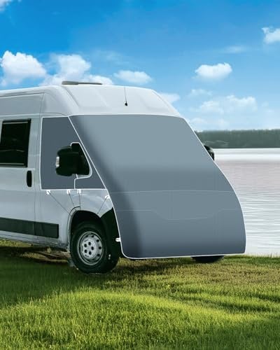 SUPAREE Sonnenschutz Frontscheibe Wohnmobil Frontscheibenabdeckung Ducato Bugschutzplane Wohnmobil für F-iat Ducato Kompletter Frontschutz UV-Schutz