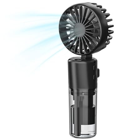 Kighdel Portable Handheld Fan with Water Mist Spray Battery Powered Cooling Mist Fan 4 Speed Rechargeable Personal Handheld Misting Fan Suitable for Office Outdoor Travel Camping (Black)
