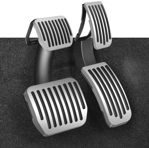 TOPABYTE Perfomance Pedale für Tesla Model Y Juniper Model 3 Highland 2017-2025 Aluminium Pedalauflagen Abdeckung, Antirutsch Gas und Bremspedalabdeckung, Silber