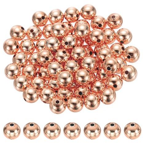 PATIKIL 64 Stück Perlen für Armbänder, 8mm Perlen zum Basteln, Ø:1.8mm Perlen zum Auffädeln für DIY armbänder selber machen Schmuck Halskette Ohrringe Kette Erwachsene, Roségold