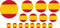 Pegatinas de Bandera Española, 16 Unidades, Adhesivos Redondos para Coche, Moto, Bicicleta y Cascos