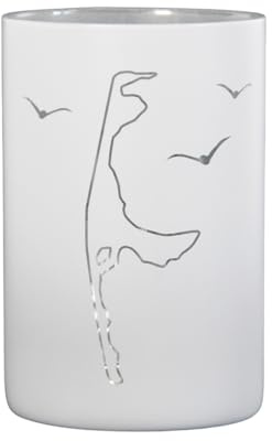 Windlicht Tischdeko aus Glas (Sylt/Groß weiß/Gold)