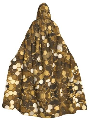 XBKGOHA Goldener Pailletten-Umhang mit glitzerndem Druck, Halloween-Umhang für Erwachsene, ohne Reißverschluss, bequem für Kostümpartys