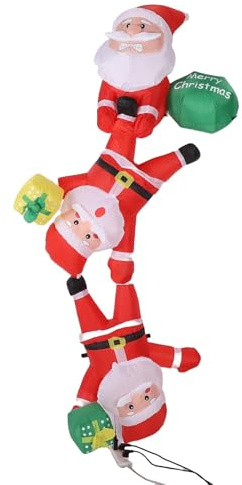 Tnfeeon Aufblasbarer Weihnachtsmann, 8,2 Fuß, LED-Licht, 210T Wasserfestes Polyester mit Eingebautem Ventilator, für die Gartendekoration Im Freien, Urlaub, Party, Karneval (EU-Stecker 220–240 V)