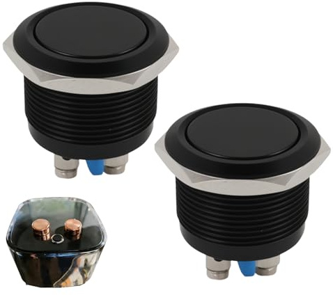 2 Interruptores Pulsadores Momentáneos De 22 Mm, Ip65, Interruptor Pulsador De Aluminio Resistente Al Agua, Spst 1no Con Terminal De Tornillo Para 12-250 V, Montaje En Panel