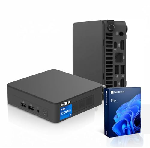 ASUS NUC 13 Pro Mini Desktop, Intel 12-Core i7-1360P, 16GB RAM, 512GB SSD, Wi-Fi 6E, Support 4-Display 4K, Thunderbolt 4, HDMI, Bluetooth, Windows 11 Pro, Black, PC for Home/Business/Gaming