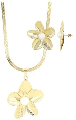 Akzent Schmuckset - Schmuck Set aus Edelstahl Für Damen in Gold, 100% Wasserfest & Hautverträglich