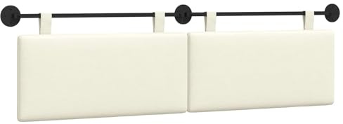 vidaXL Hängendes Kopfteil Creme Cordstoff, Modernes rechteckiges Wandkopfteil, platzsparendes, weich gepolstertes Kopfteil, minimalistisches Wohnmöbeldesign
