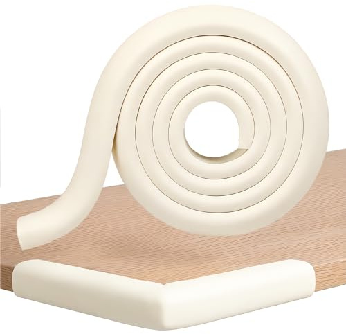 WENXINWIN 5m Baby Kantenschutz aus Schaumstoff, Verdickter L-Typ Eckschutz | Weißer Schaumstoff-Kantenschutz für Baby & Kinder, selbstklebend für Tisch, Schreibtisch, Küche, Kinderzimmer – Stoßschutz