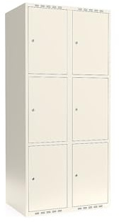 kaiserkraft | 3er-Schließfachschrank Fydor | 2 Abteile | Weiß | B 800 mm | Flache Dachform | Zylinderschloss