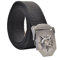 FALETO Herren Gürtel Freizeit Herrengürtel mit 3D Schädel Totenkopf Schnalle aus Leinwand Canvas Belts 110CM Schwarz + Original Geschenkbox Schwarz