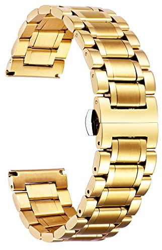 BINLUN Edelstahl Uhrenarmband 12/14/16/18/19/20/21/22/24mm Metall Ersatzarmband für Smartwatch Schnellwechsel, gerades & gebogenes Ende Damen&Herren