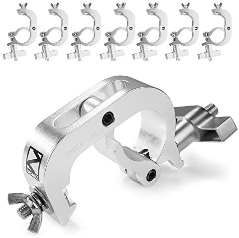 8x BeamZ BC50-250Q Aluminium Lighting Truss Quick Clamp Set, DJ Stage Quick Coupler for Pipes & Goalposts, Fits 48-51mm Tube, 250kg Load Capacity, Heavy Duty Slimline Design